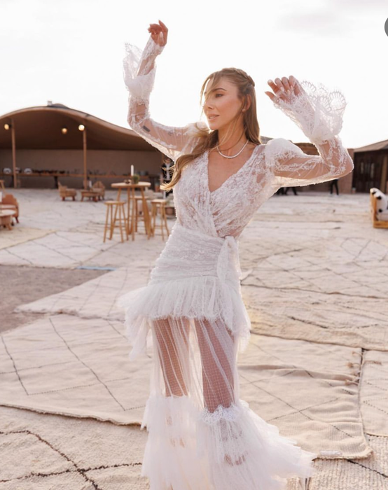 Beyaz İşlemeli Kadın Elbise XS