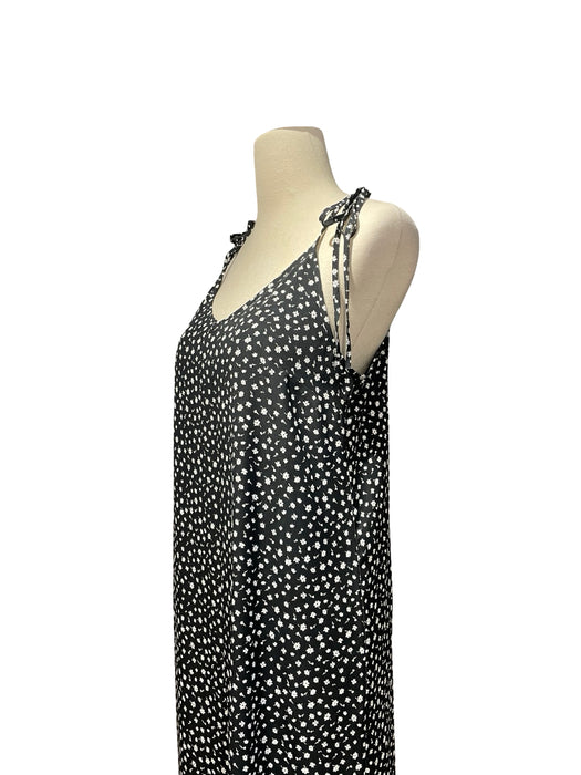 Sarar Siyah Çiçek Desenli Kadın Elbise M