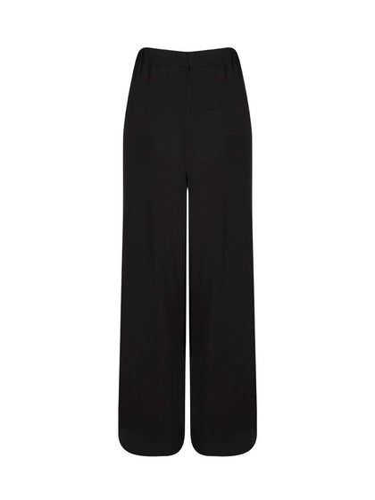 Rivus Siyah Pileli Dökümlü Kadın Pantolon L/XL