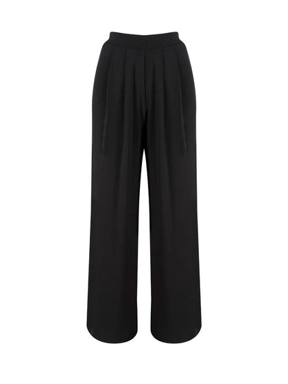 Rivus Siyah Pileli Dökümlü Kadın Pantolon L/XL