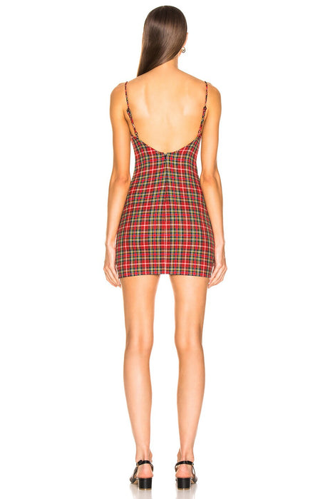 Miaou Kırmızı Ekoseli Elbise XS