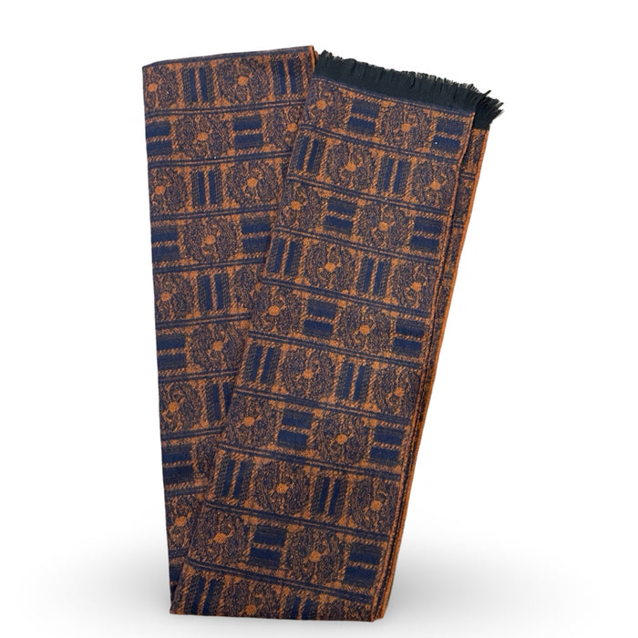 Unisex Turuncu Desenli Kaşmir Atkı