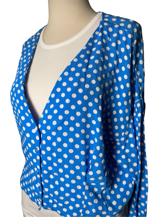 Zara Mavi Puantiyeli Kadın Bluz XL