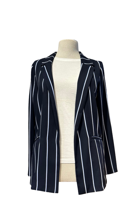 LC Waikiki Lacivert Çizgili Kadın Blazer Ceket S