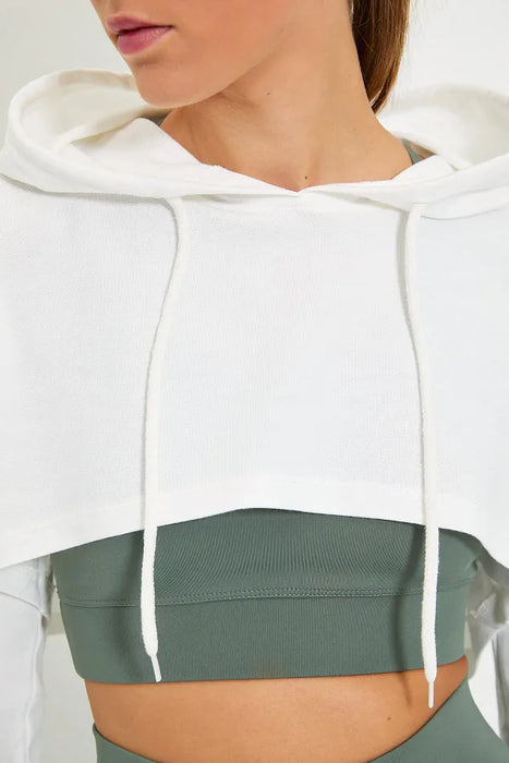 Trendyol Ekru Kadın Crop Sweatshirt M