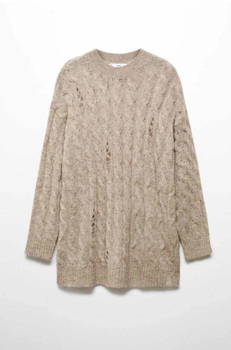 Mango Kahverengi Delikli Kadın Kazak  XS/S