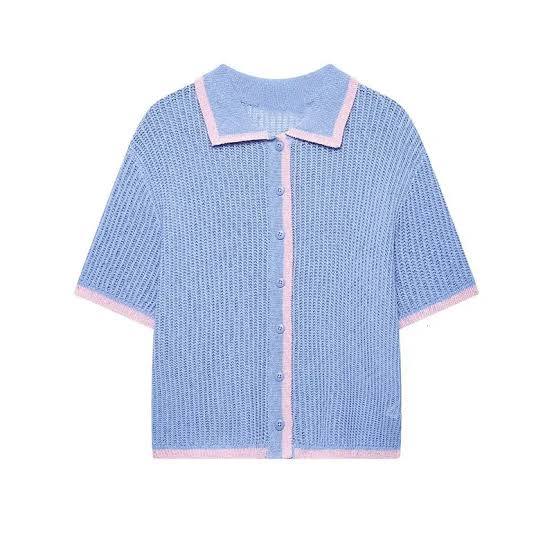 Zara Mavi Kadın Polo Yaka T-shirt S