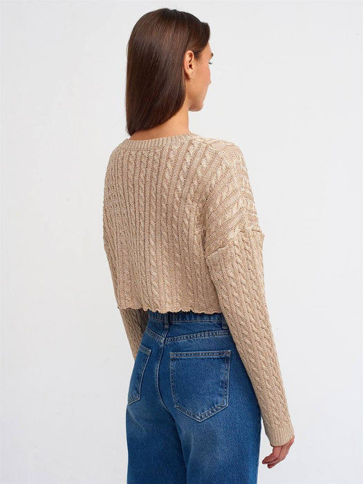 Dilvin Dore Simli Kadın Crop Kazak STD