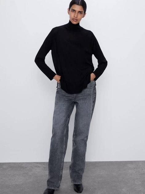 Zara Siyah Boğazlı Kadın Kazak S