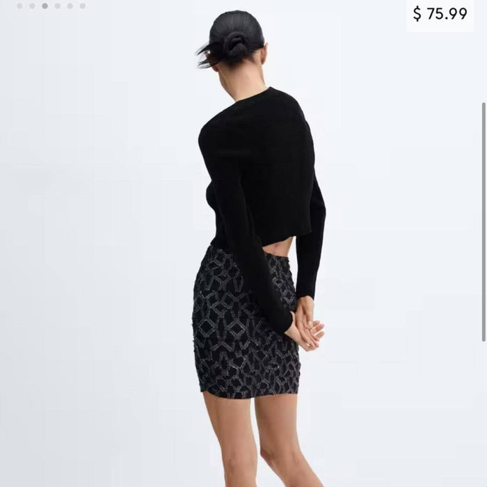 Mango Siyah Parıltılı Kadın Etek XS