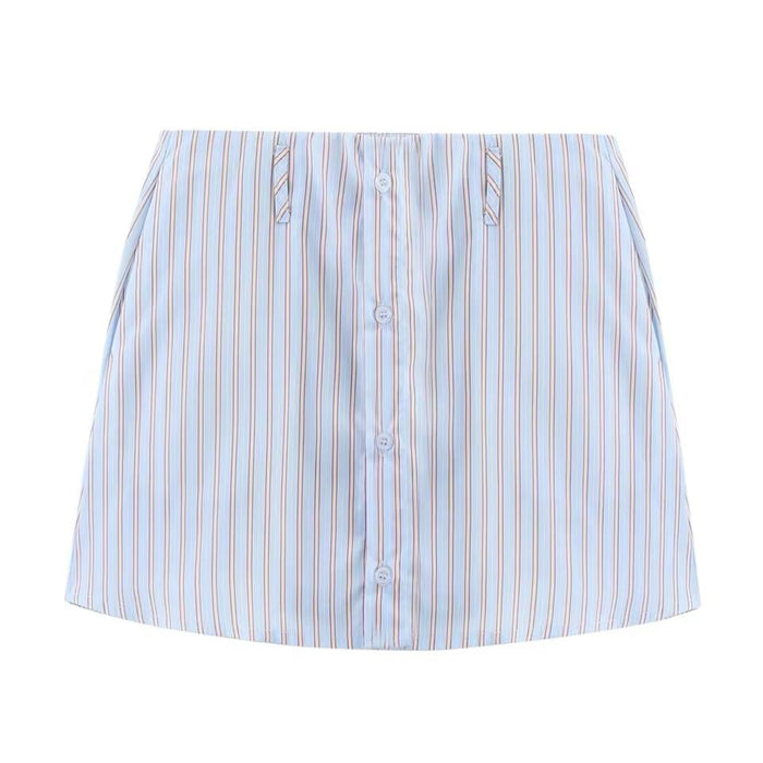 Zara Mavi Çizgili Şort Etek XS