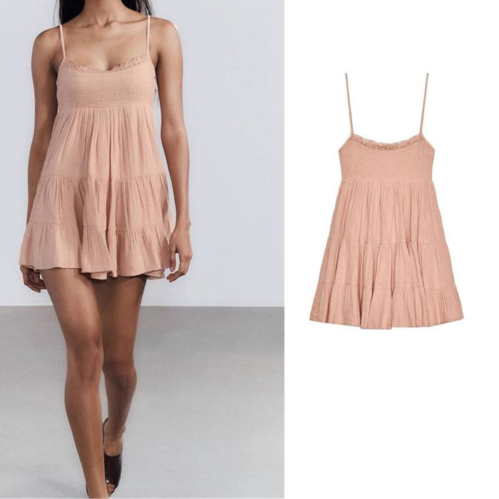 Zara Pembe Askılı Kadın Elbise XS