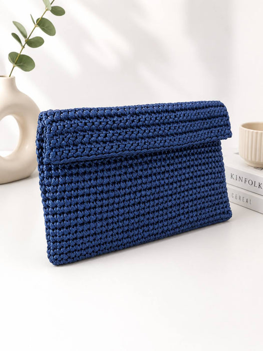 Lacivert Örgü Askısız Clutch Çanta STD