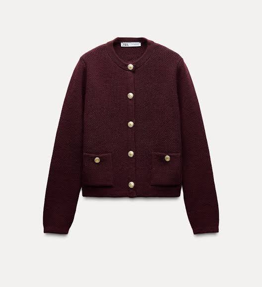 Zara Bordo Kadın Hırka XL