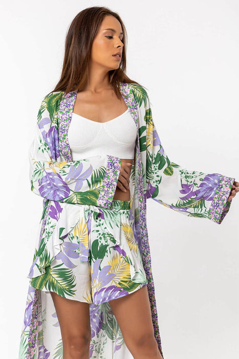 Quzu Çok Renkli Kadın Kimono L