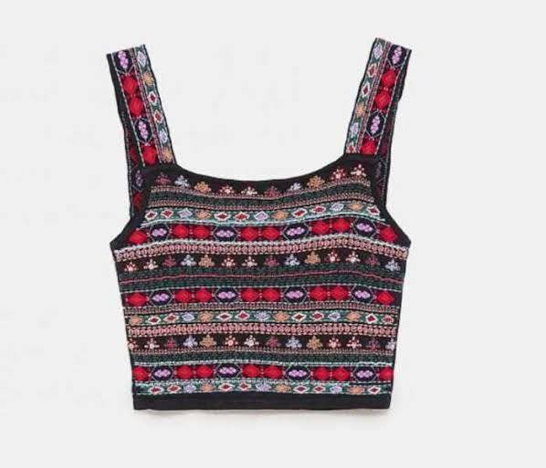 Zara Çok Renkli Kadın Etnik Desenli Bluz M