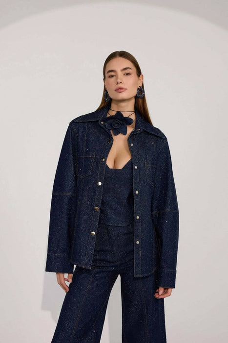 Nok İstanbul Lacivert Kadın Golden Rodeo Tailored Diamond Denim Ceket XS