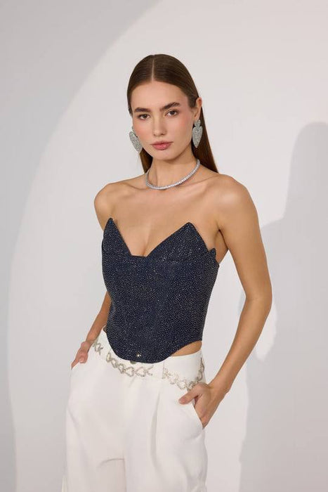 Nok İstanbul Lacivert Kadın Diamond Icon Denim Bustier M