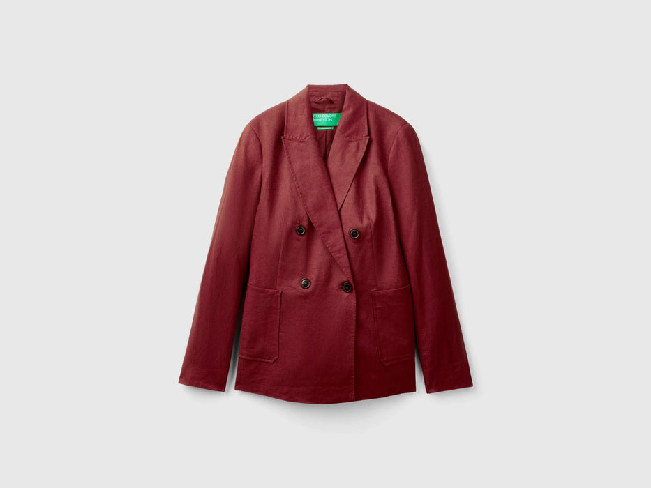 Benetton Bordo Kadın Keten Ceket M