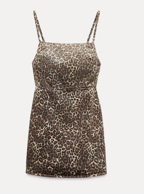 Zara Leopar Kadın Denim Elbise S