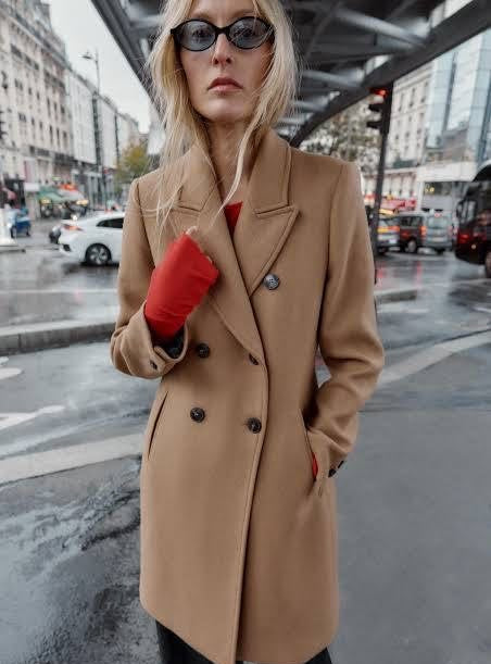 Zara Camel Kadın Uzun Kaban S