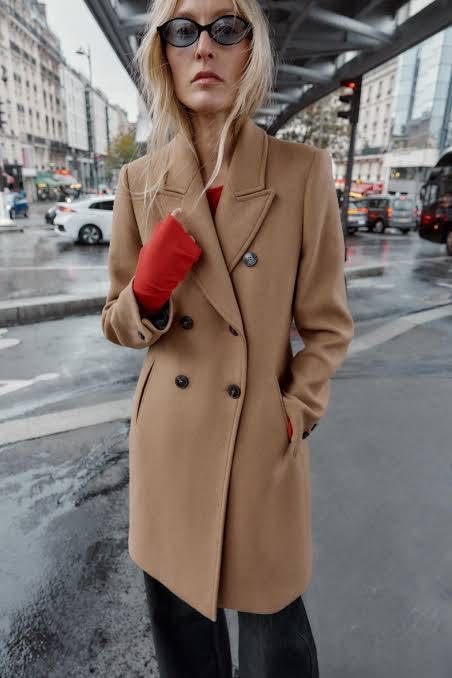 Zara Camel Kadın Uzun Kaban S