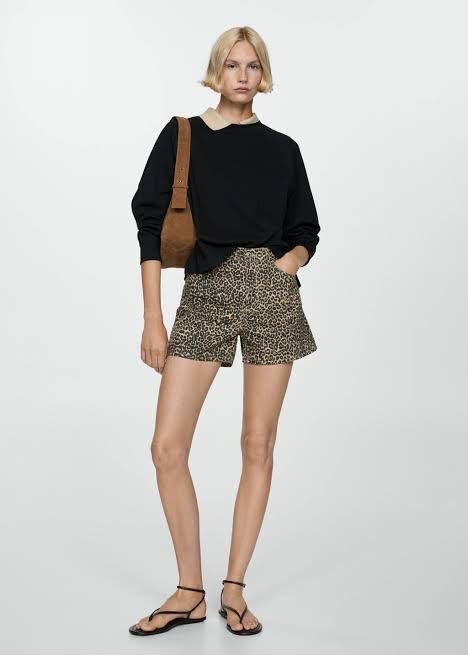 Mango Leopar Kadın Şort S