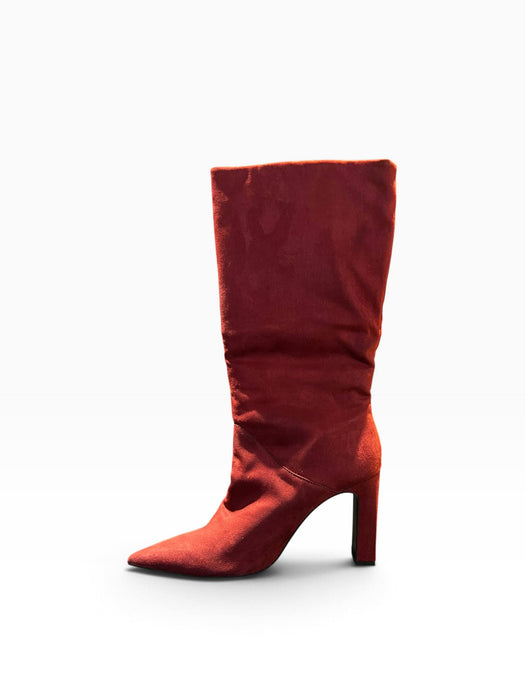Mango Bordo Kadın Topuklu Çizme 39