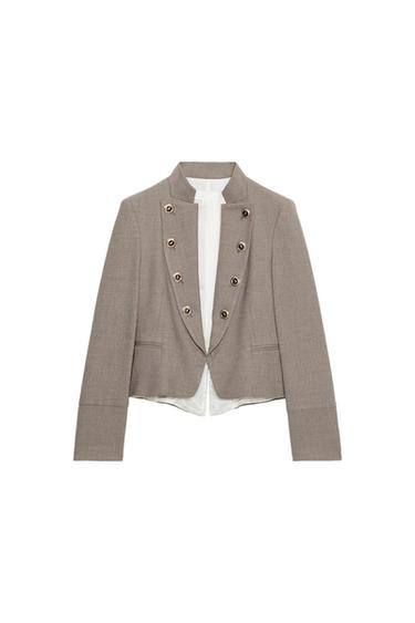 Zara Bej Kadın Düğmeli Blazer Ceket S