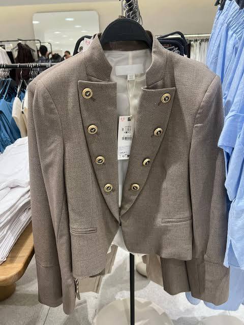 Zara Bej Kadın Düğmeli Blazer Ceket S