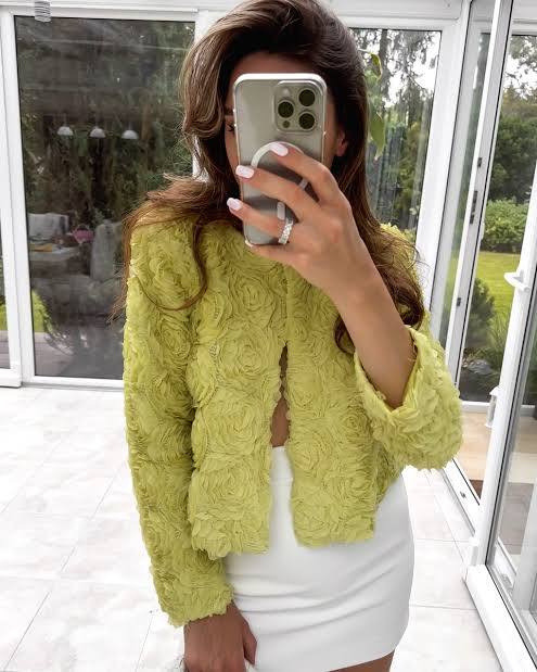 Zara Fıstık Yeşili Kadın Dokulu Ceket S