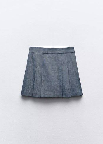 Zara Füme Mavi Kadın Şort Etek XS