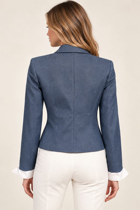 Zara Füme Mavi Kadın Kruvaze Ceket XS