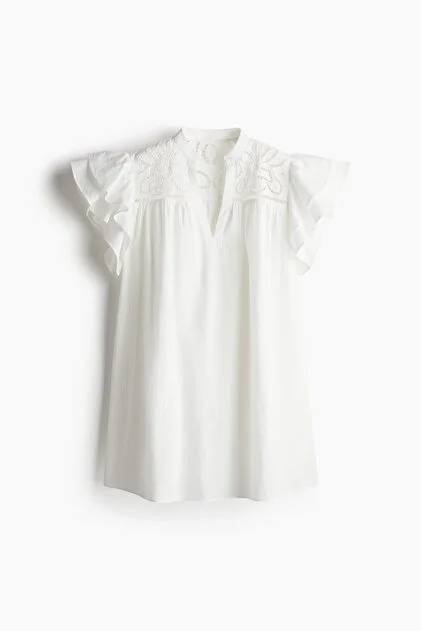 H&M Beyaz Kadın Kısa Elbise S