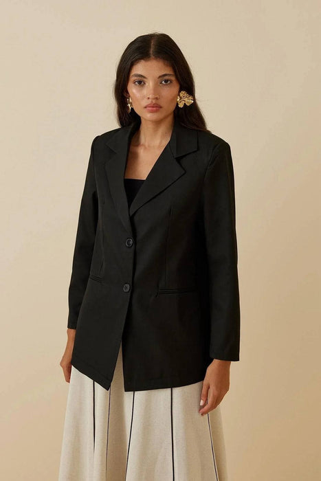Fahhar Siyah Kadın  Oversize Blazer Ceket L-XL