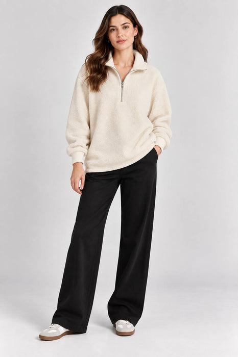 Feel The Rain Bej Kadın Polar Sweatshirt M