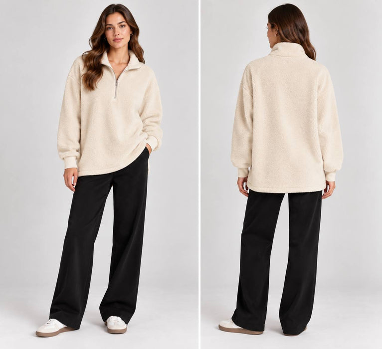 Feel The Rain Bej Kadın Polar Sweatshirt M