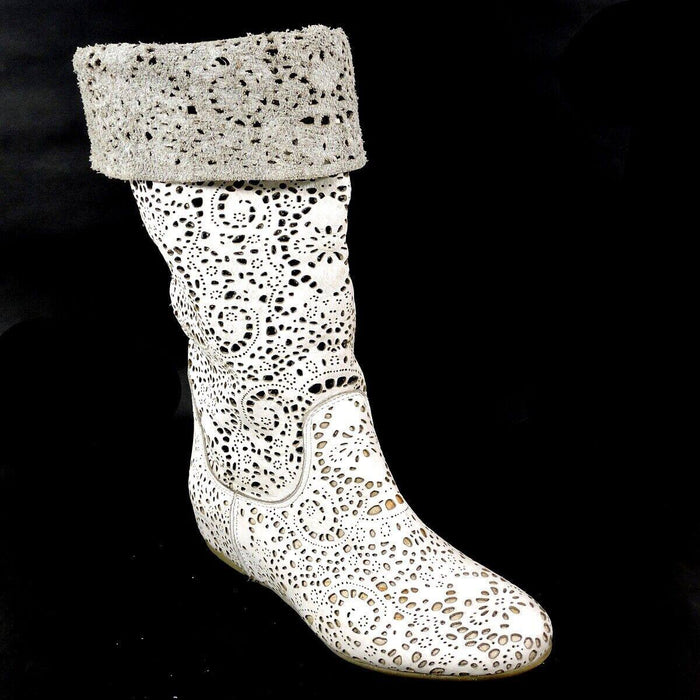 Onako Beyaz Deri Kadın Çizme 41