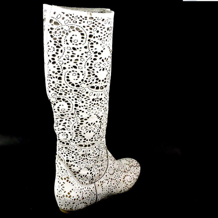 Onako Beyaz Deri Kadın Çizme 41