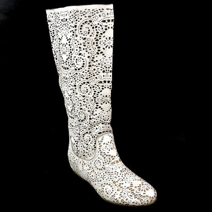 Onako Beyaz Deri Kadın Çizme 41