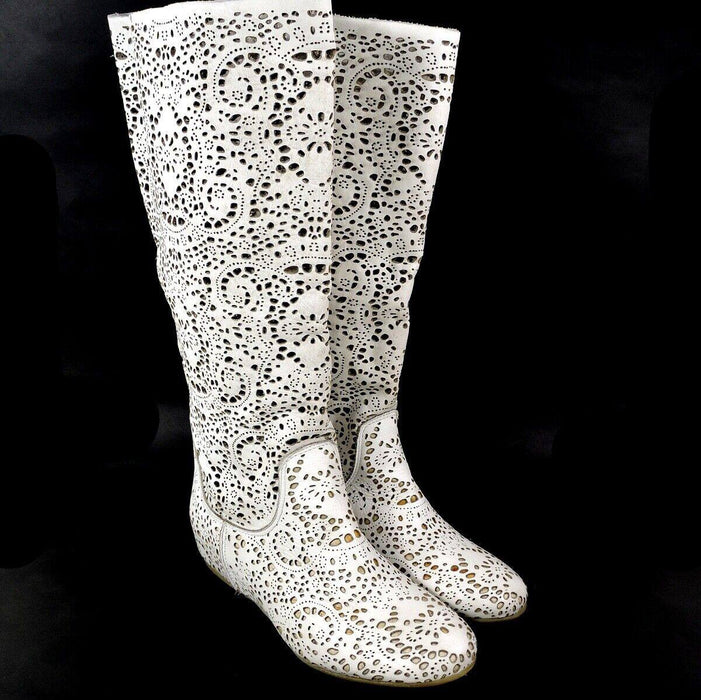 Onako Beyaz Deri Kadın Çizme 41