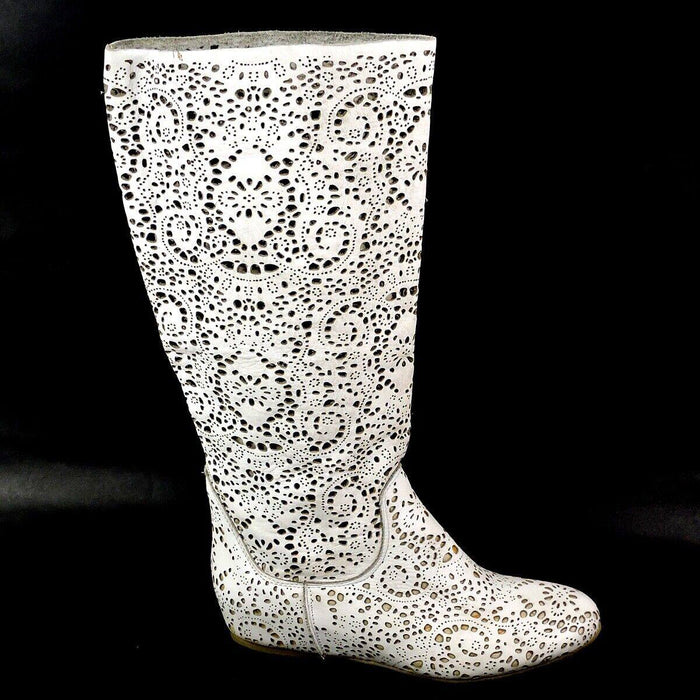 Onako Beyaz Deri Kadın Çizme 41