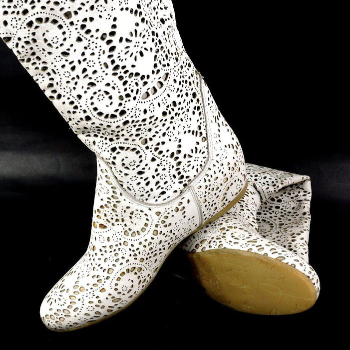 Onako Beyaz Deri Kadın Çizme 41