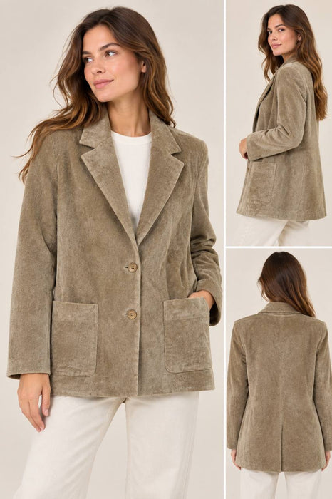 Beyliss Kahverengi Kadın Kadife Blazer Ceket M
