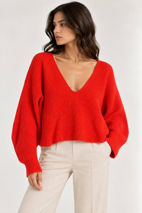 Massimo Dutti Kırmızı Kadın Yün Kazak S