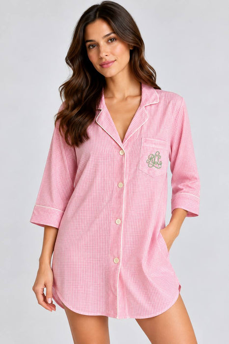 Ralph Lauren Pembe Kadın Kareli Gecelik L