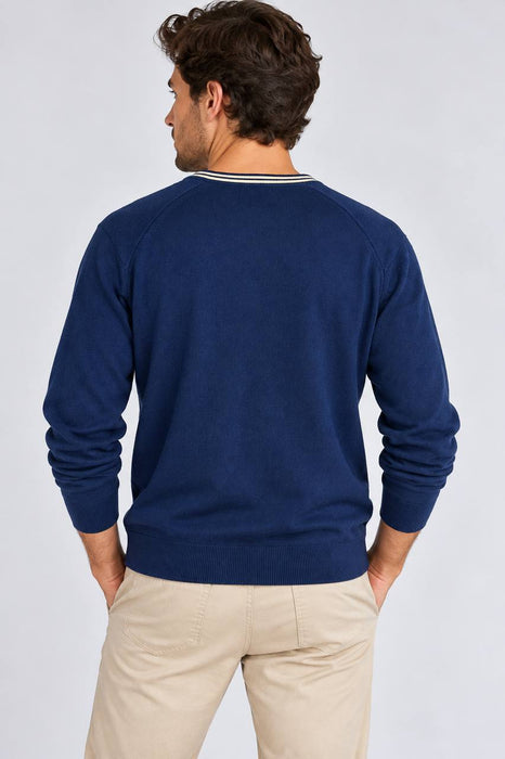 Fred Perry Mavi Erkek V Yaka Yün Kazak L
