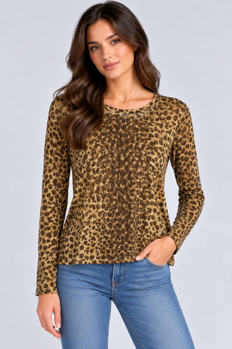 BCBG Maxazria Leopar Kadın Modal Triko Bluz L