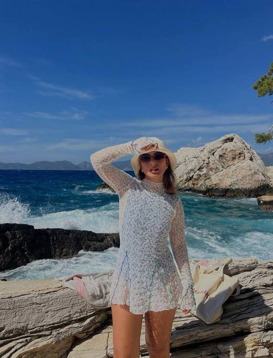 Marfa Beyaz Kadın Plaj Elbise STD