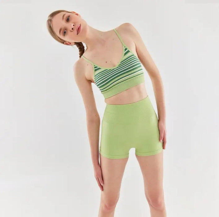Comeup Yeşil Çizgili Kadın Spor Bra S